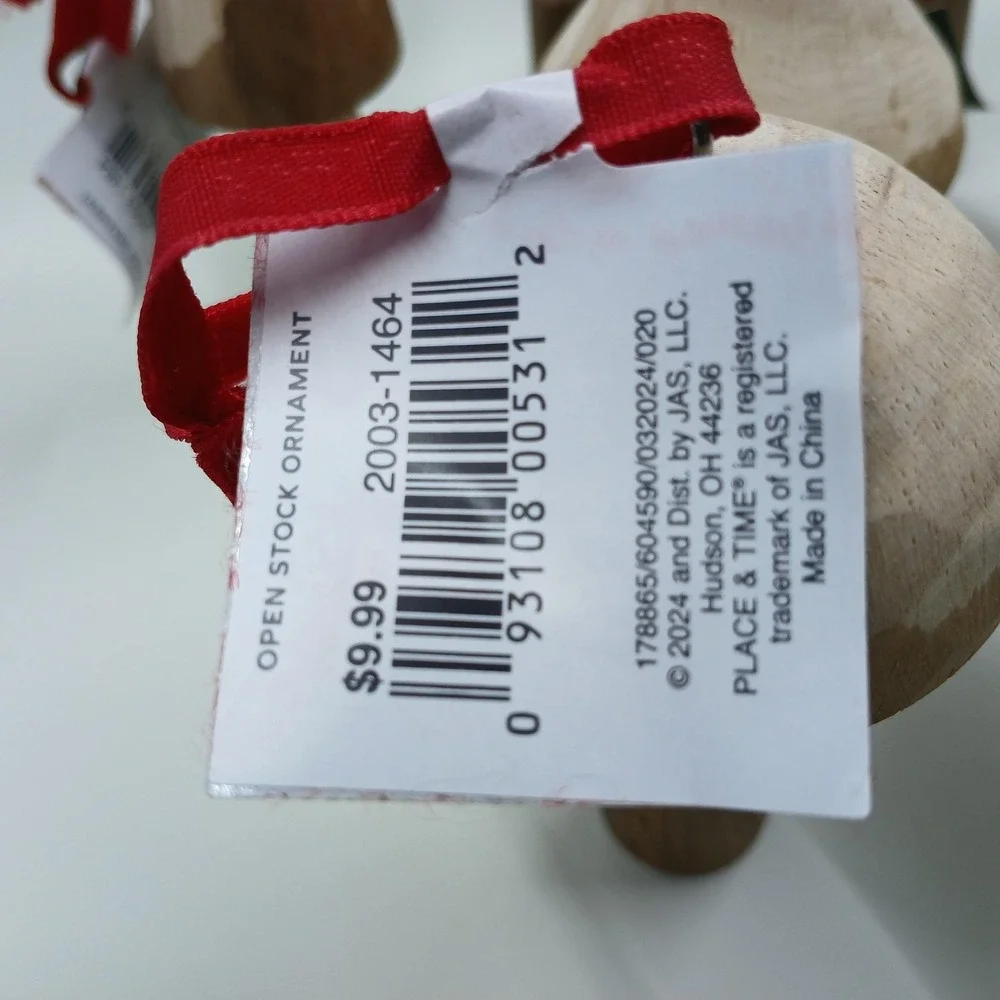 Place & Time Wooden Mushroom Christmas Ornaments Set Of 7 Rustic‎ Decor Holiday